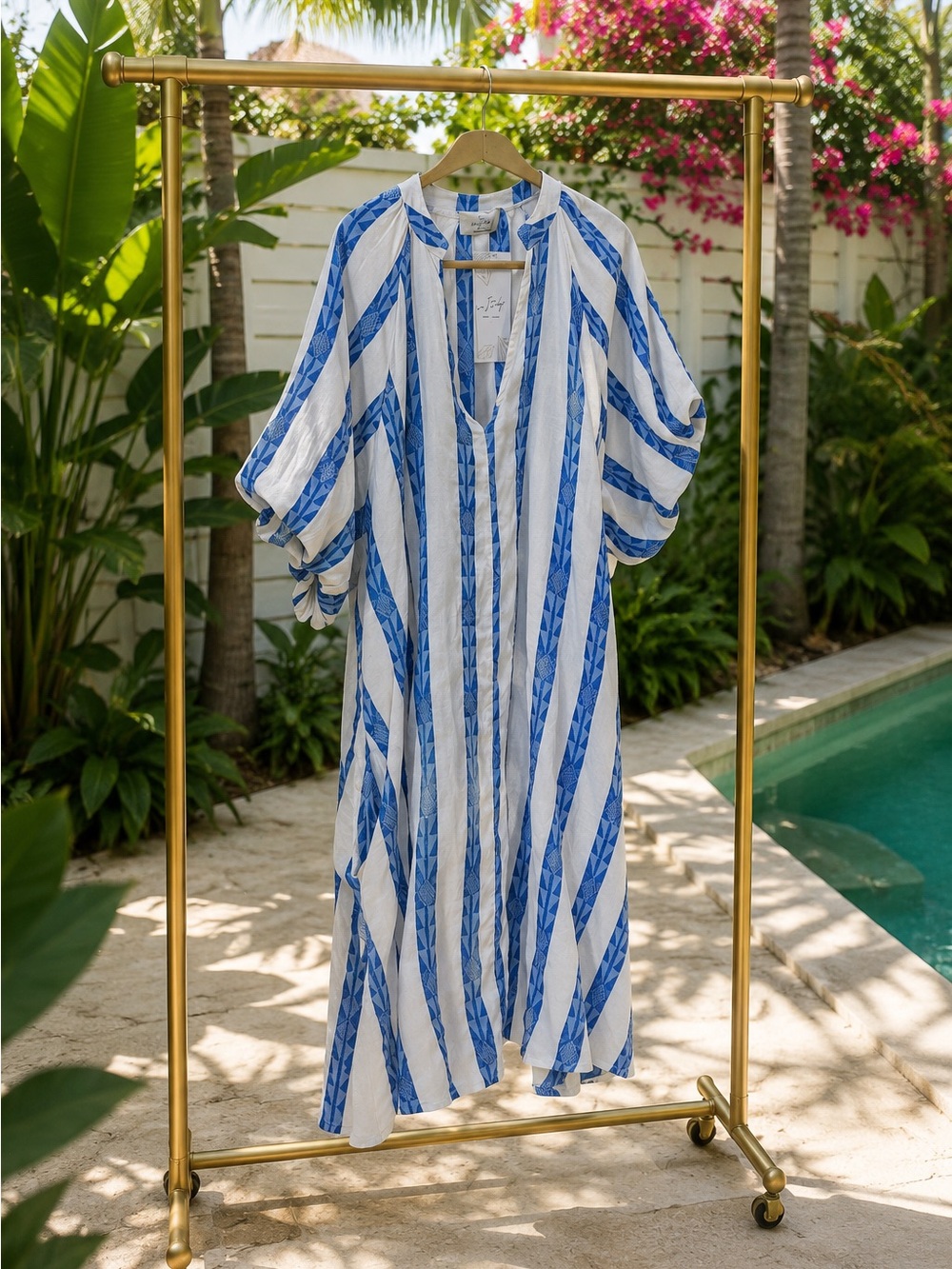 Made in Italy Blue & White Striped Dress OS